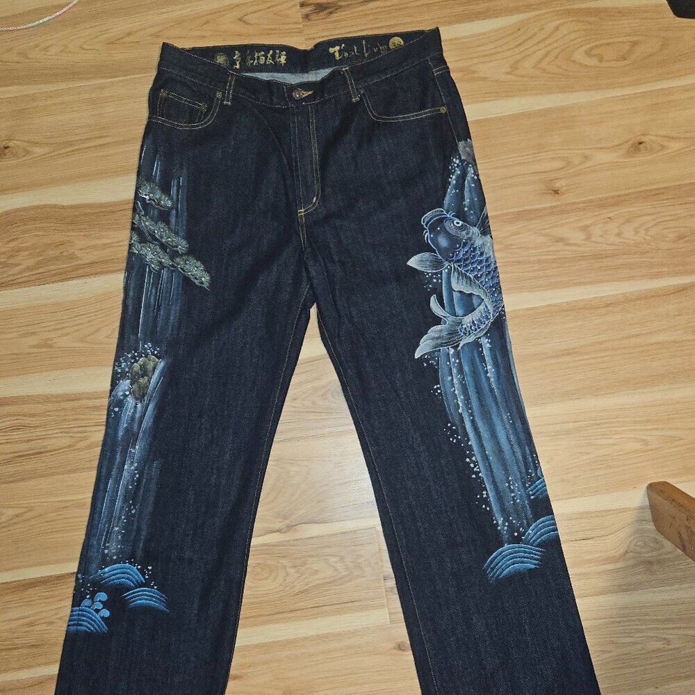 Kyo Yuzen Painted Japanese Denim Y2K Evisu
